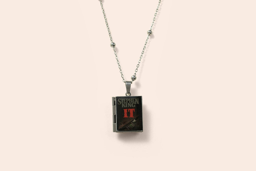 IT Book Necklace Bookish Horror Reader Gift: Sterling Silver Plated