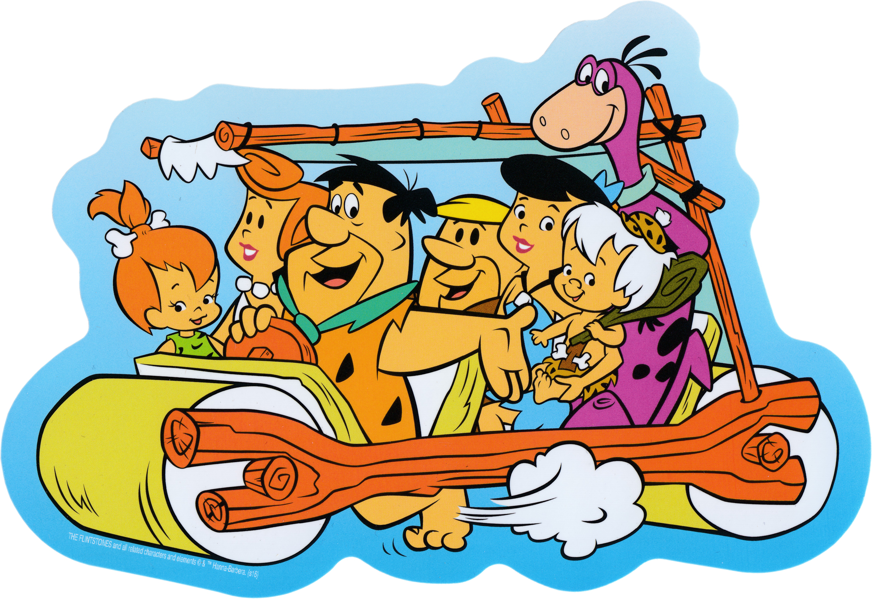 Sticker - The Flintstones Driving - 80s Kids Cartoon