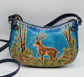 Leather deer purse cross body curvy shape phone bag