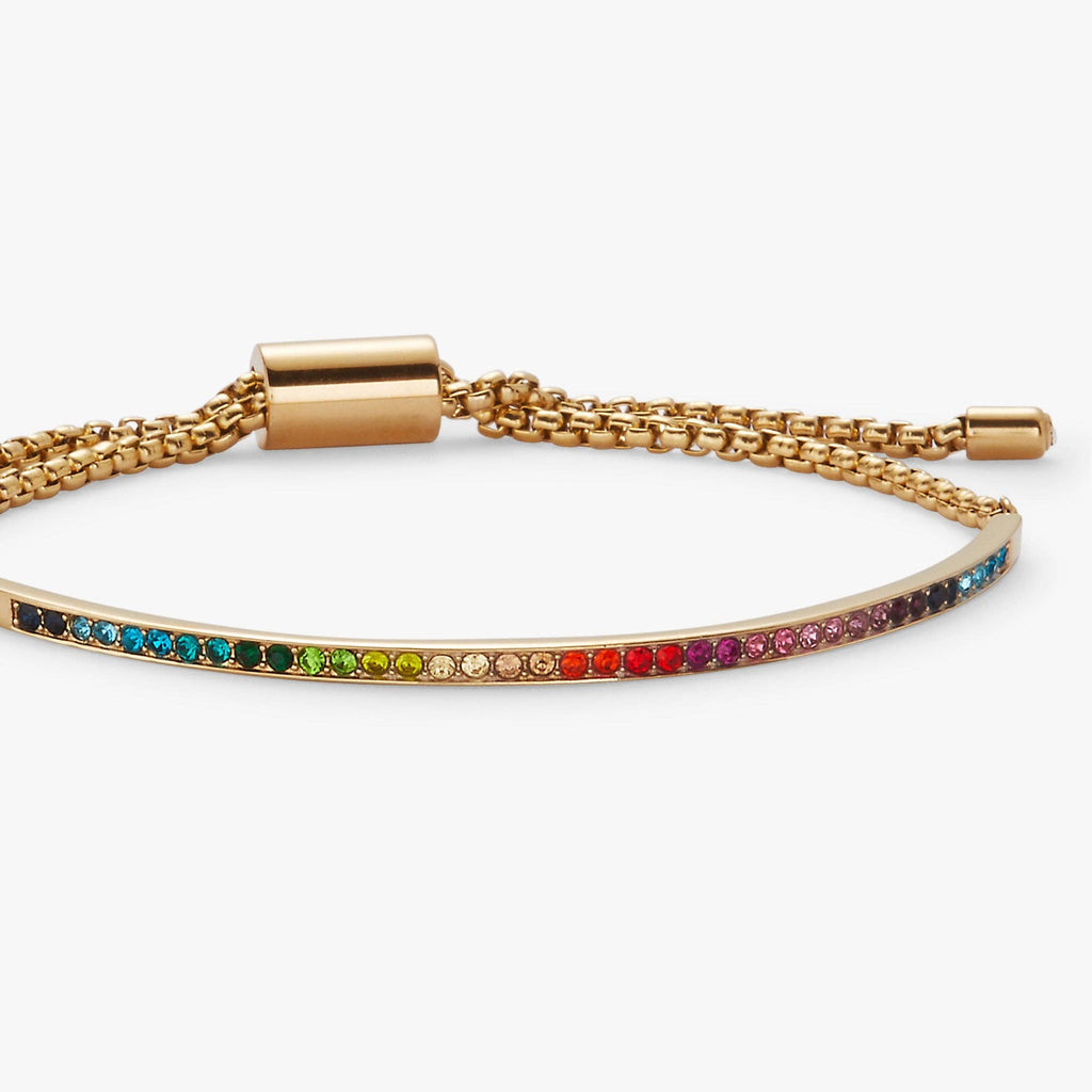 Rainbow Ombre Pave Bolo: Stainless Steel Gold