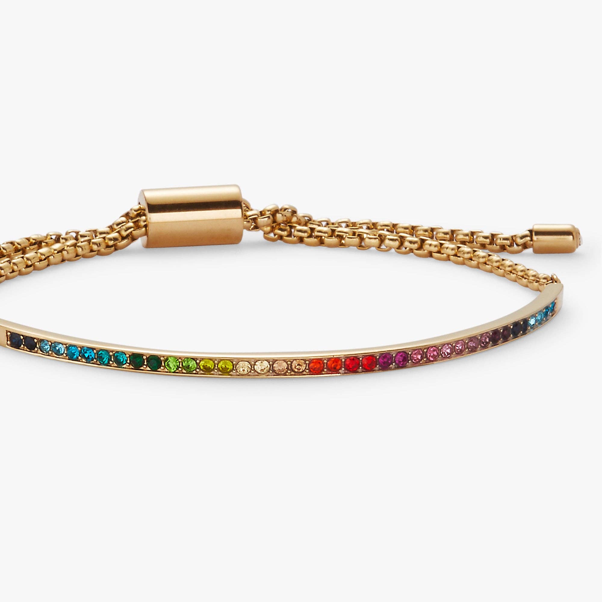 Rainbow Ombre Pave Bolo: Stainless Steel Gold