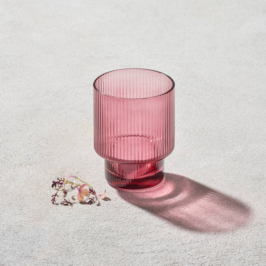 Vikko Decor - Malibu, Ribbed Glass, Plum, MULTIPLE SHAPES: 7 OZ Champagne