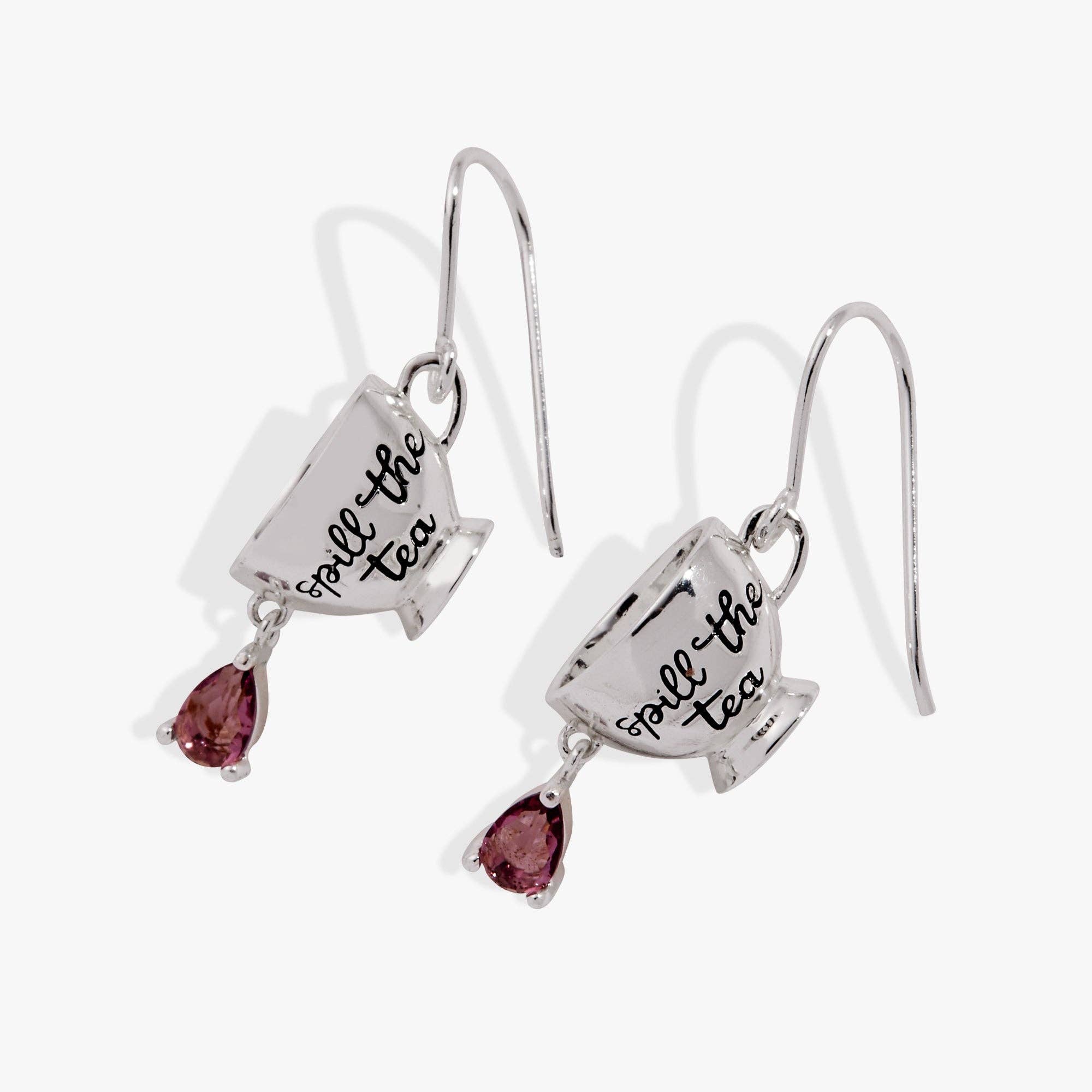 'Spill the Tea' Cup Drop Earrings: Silver