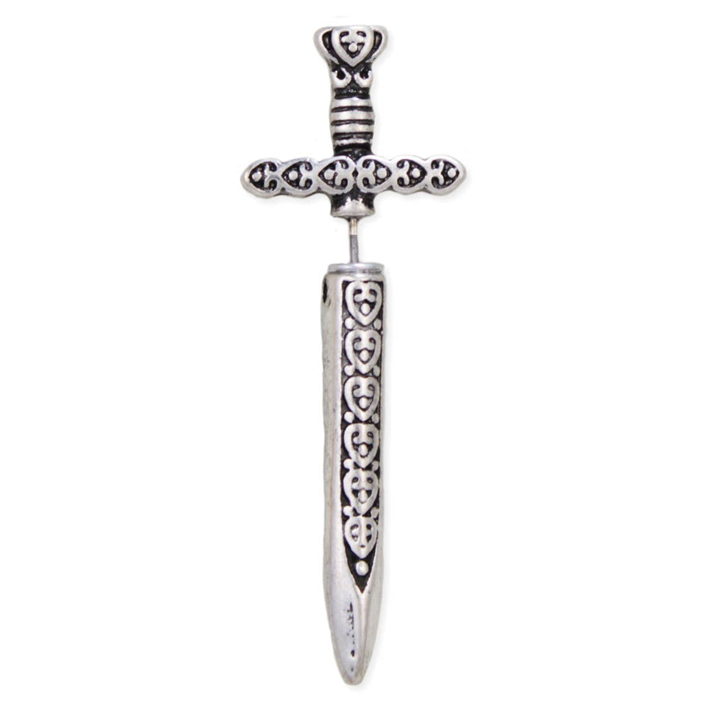 Warrior Style Silver Sword Earrings