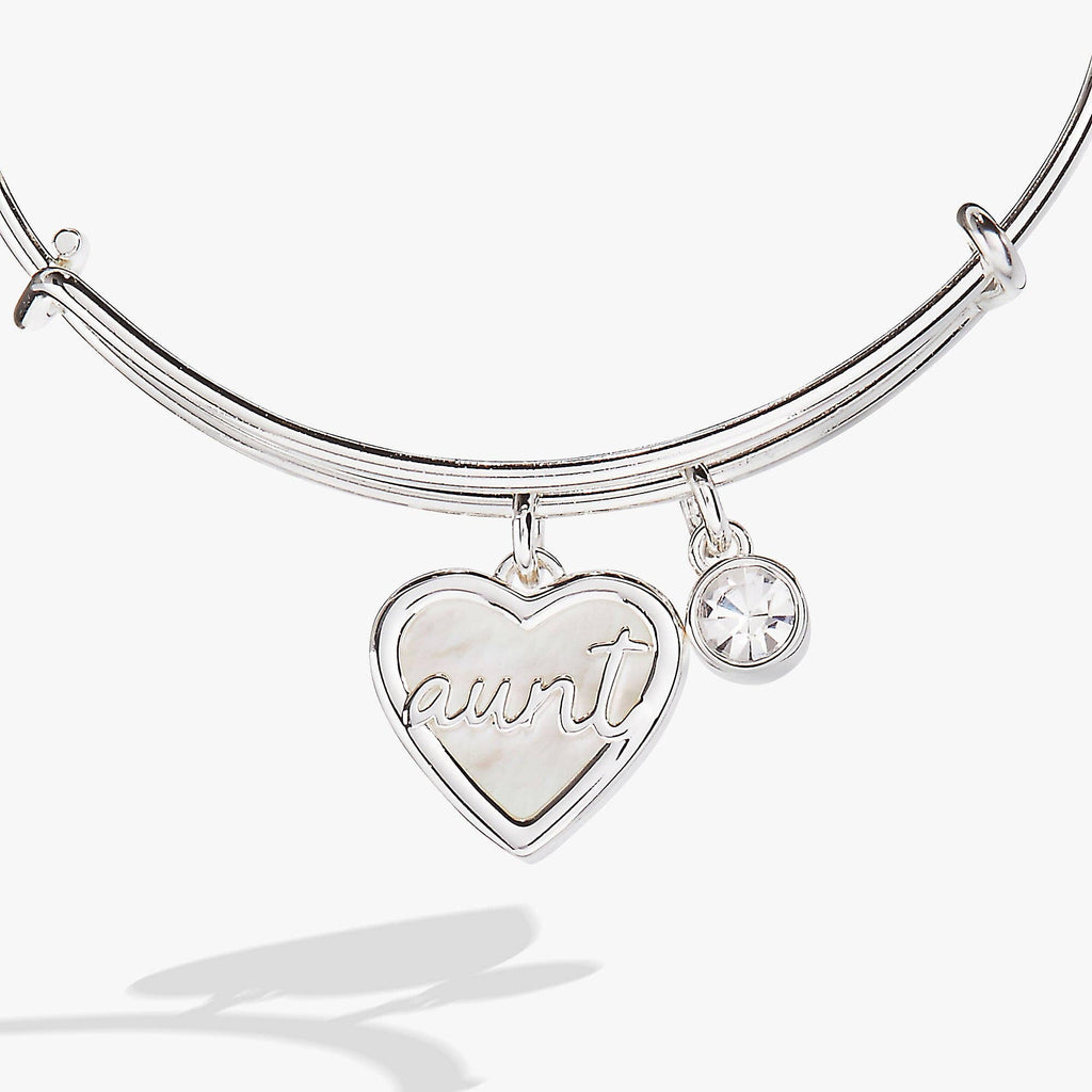 Aunt Mother of Pearl Bangle: Silver