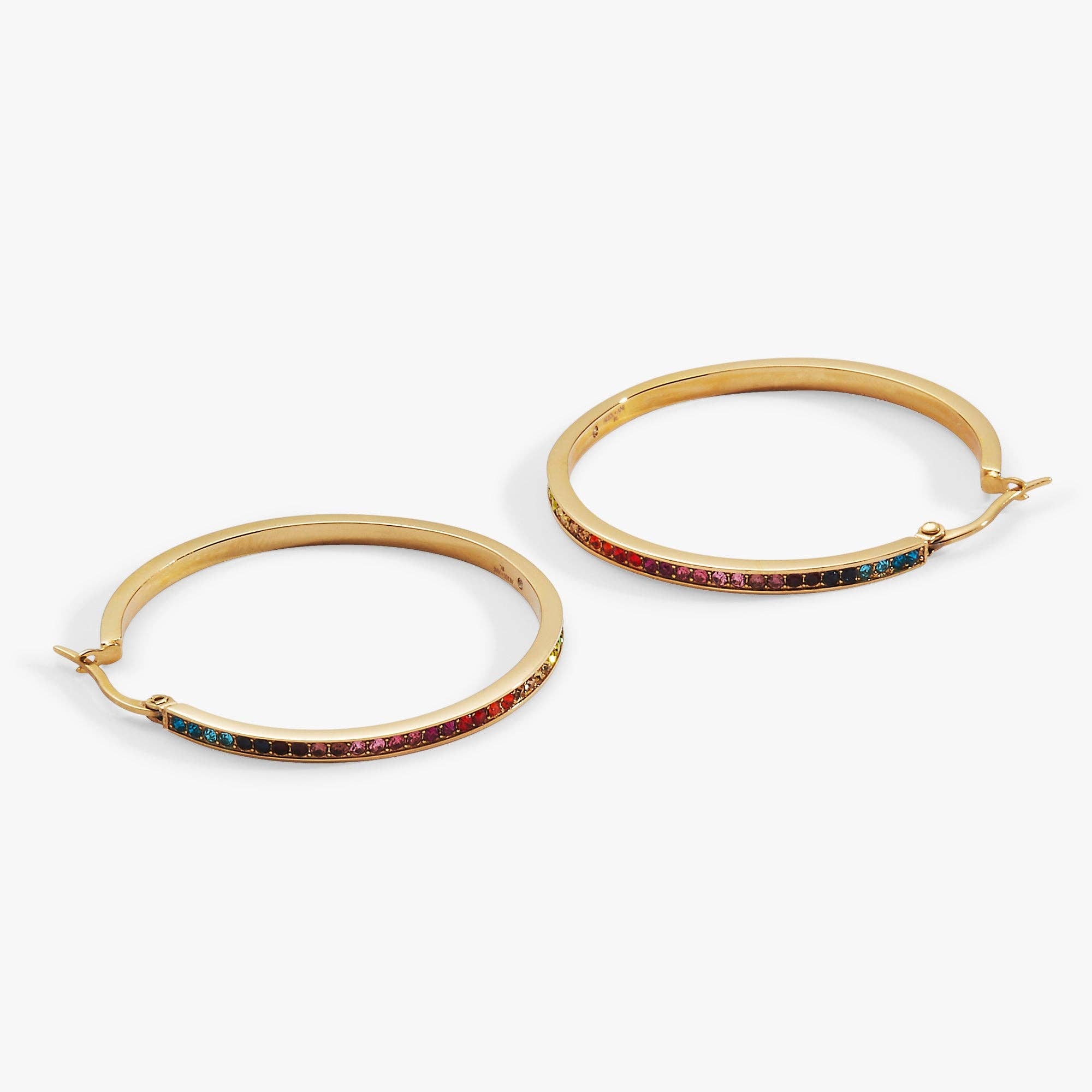 Rainbow Ombre Pave Hoop: Stainless Steel Gold