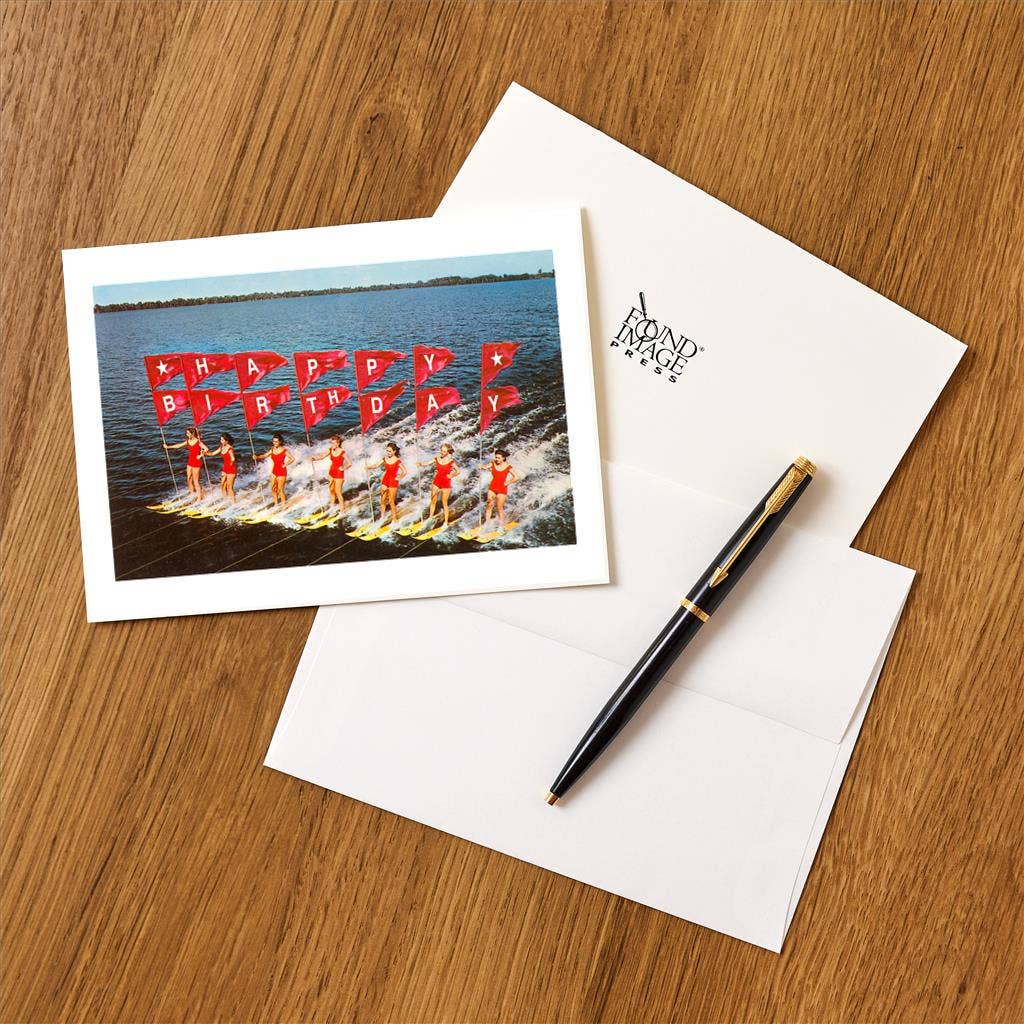 Greeting Card HB-48 Happy Birthday, Water Skiers