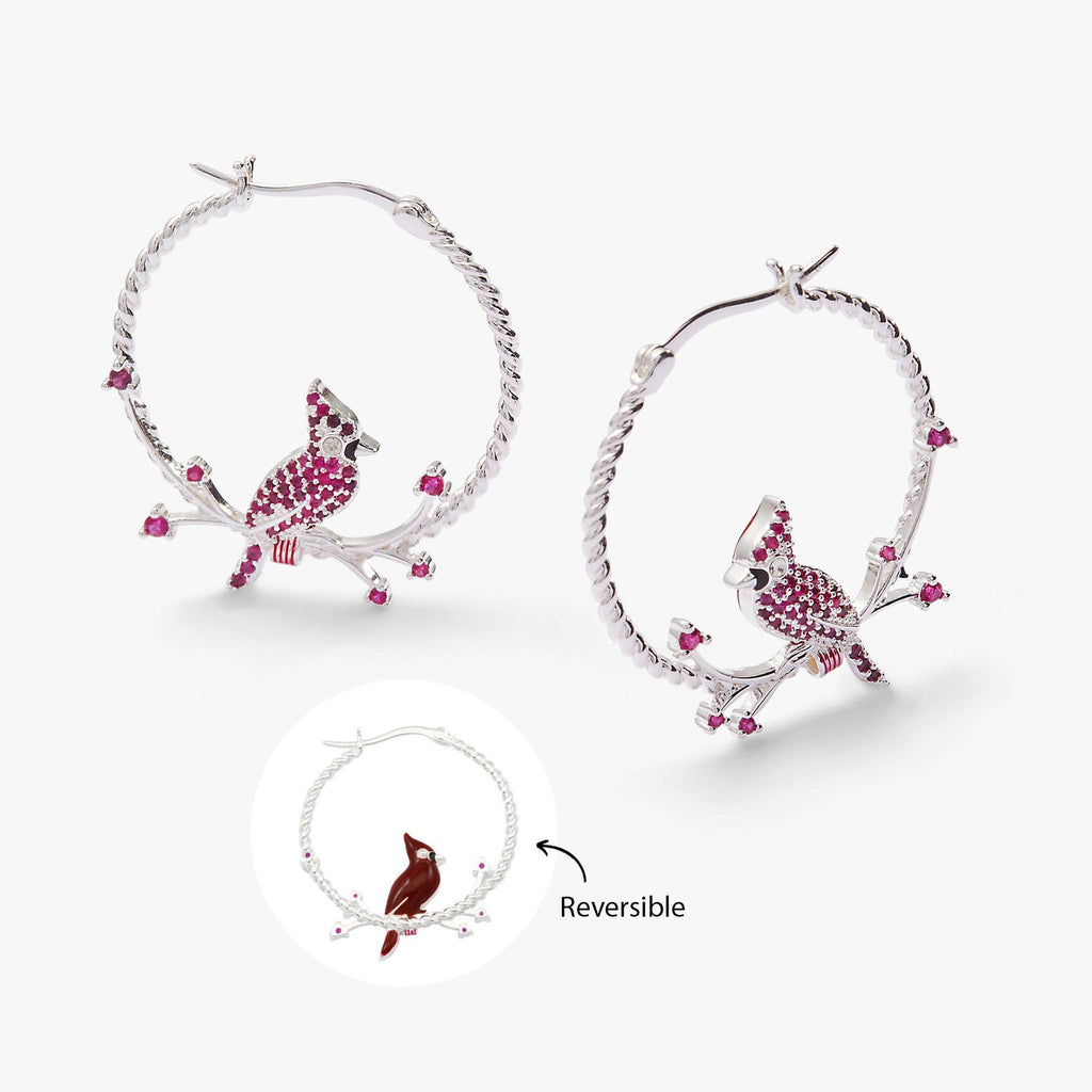 Cardinal Reversible Hoop Earrings: Silver