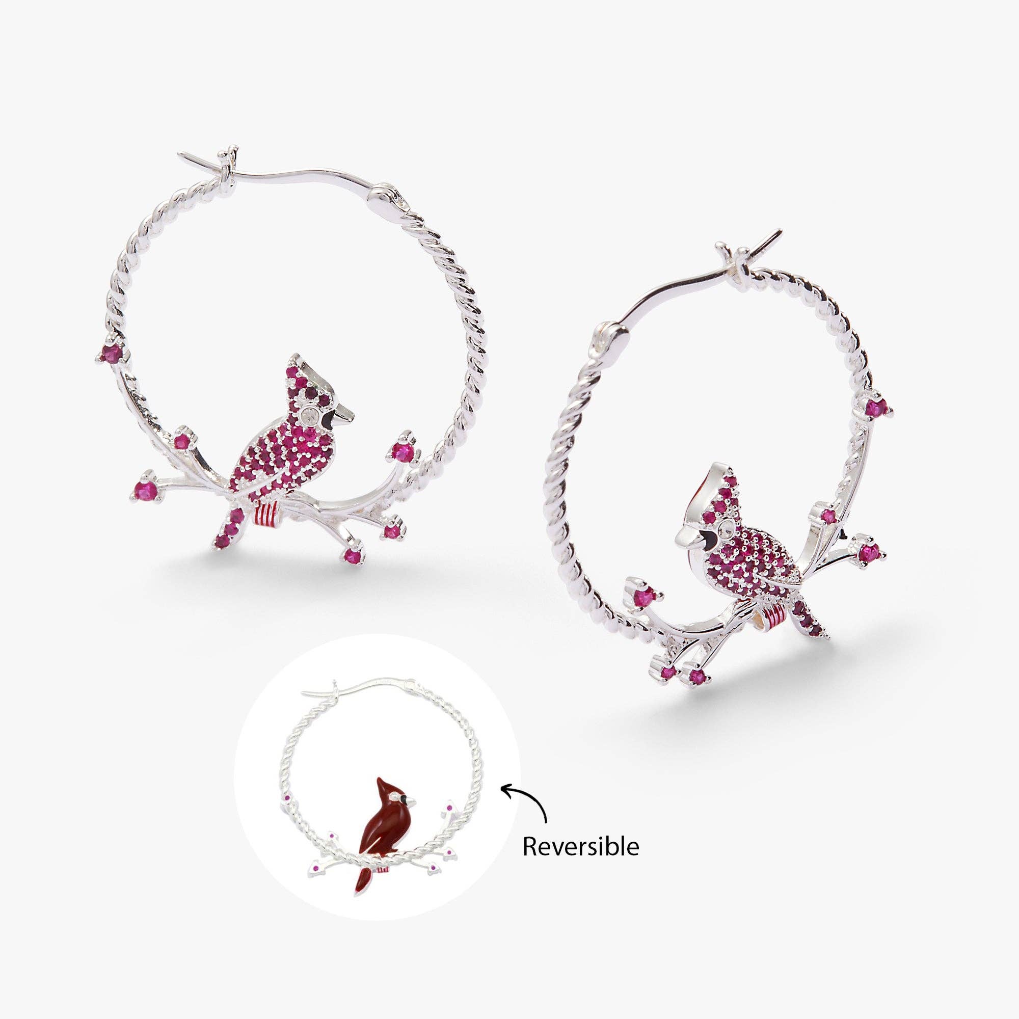 Cardinal Reversible Hoop Earrings: Silver