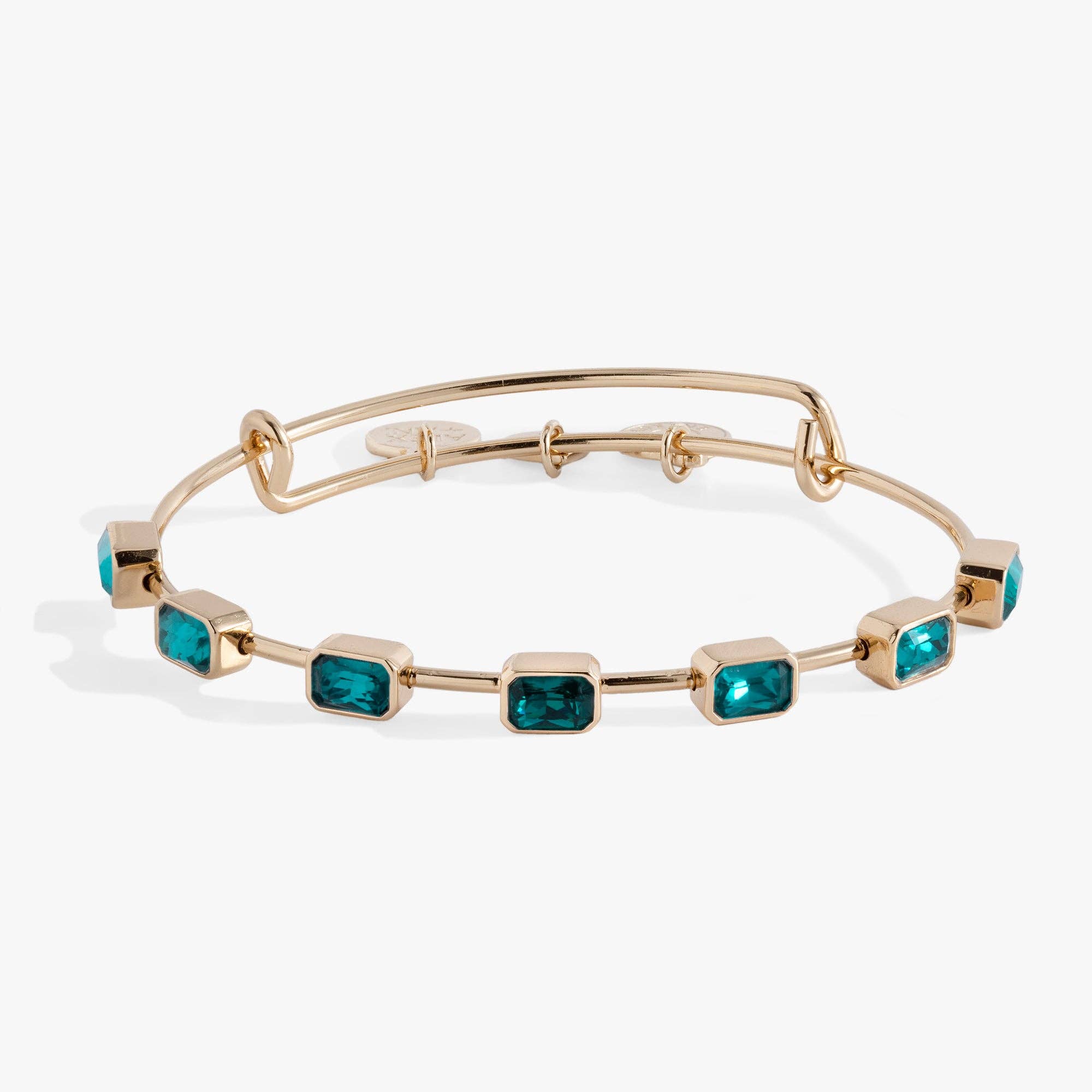 December Birthstone Emerald Cut Bangle: Silver