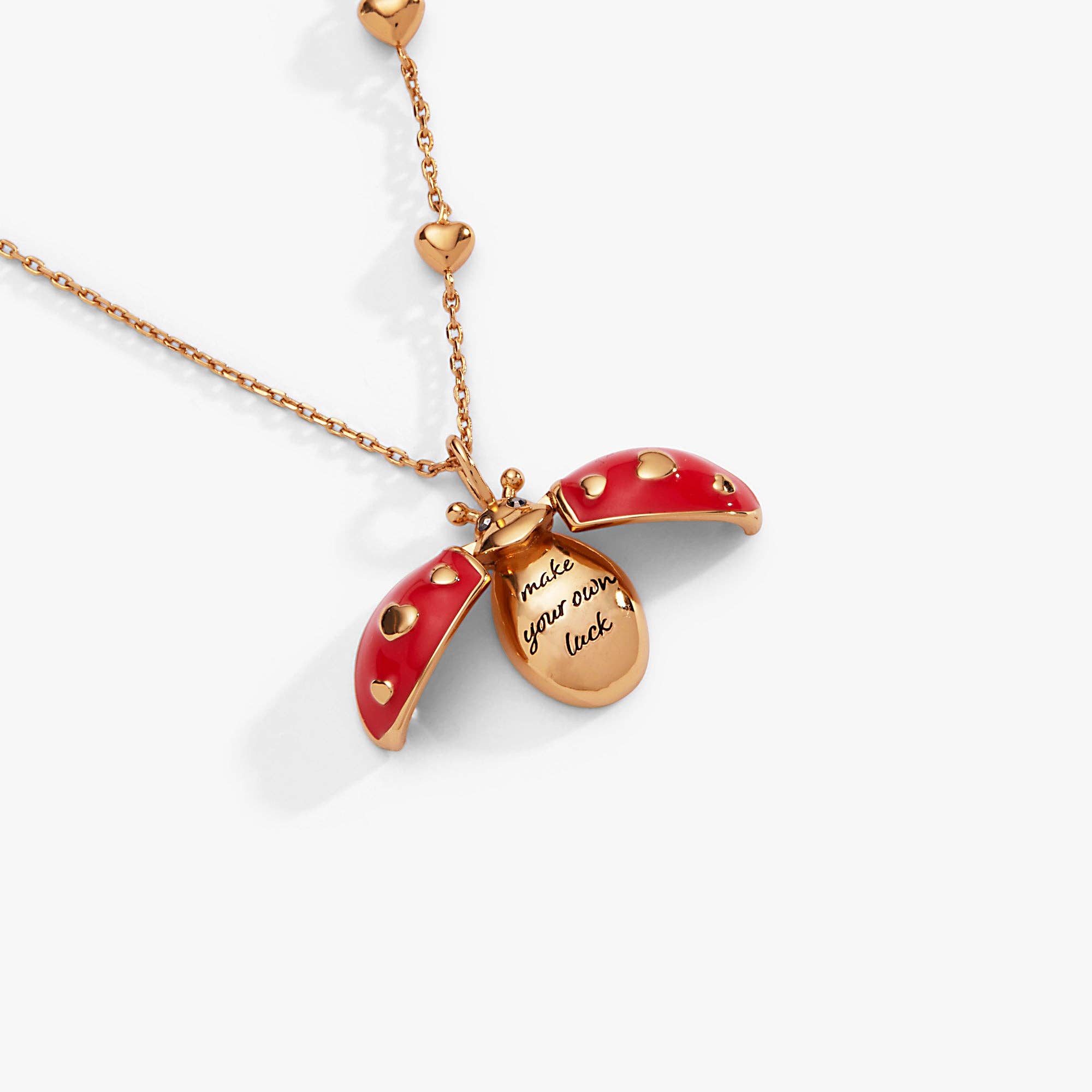'Make Your Own Luck' Ladybug Locket Pendant: Gold