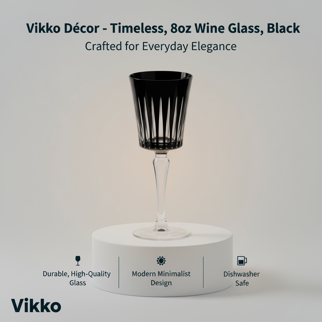 Vikko Décor - Timeless, 8oz Wine Glass, Black
