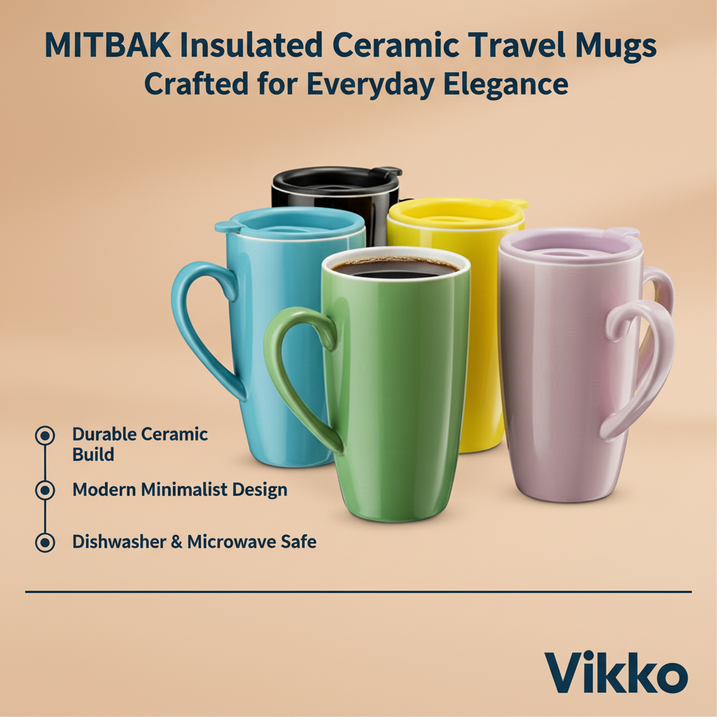 MITBAK 6-Pack 16-Oz Insulated Ceramic Travel Mugs with Lids