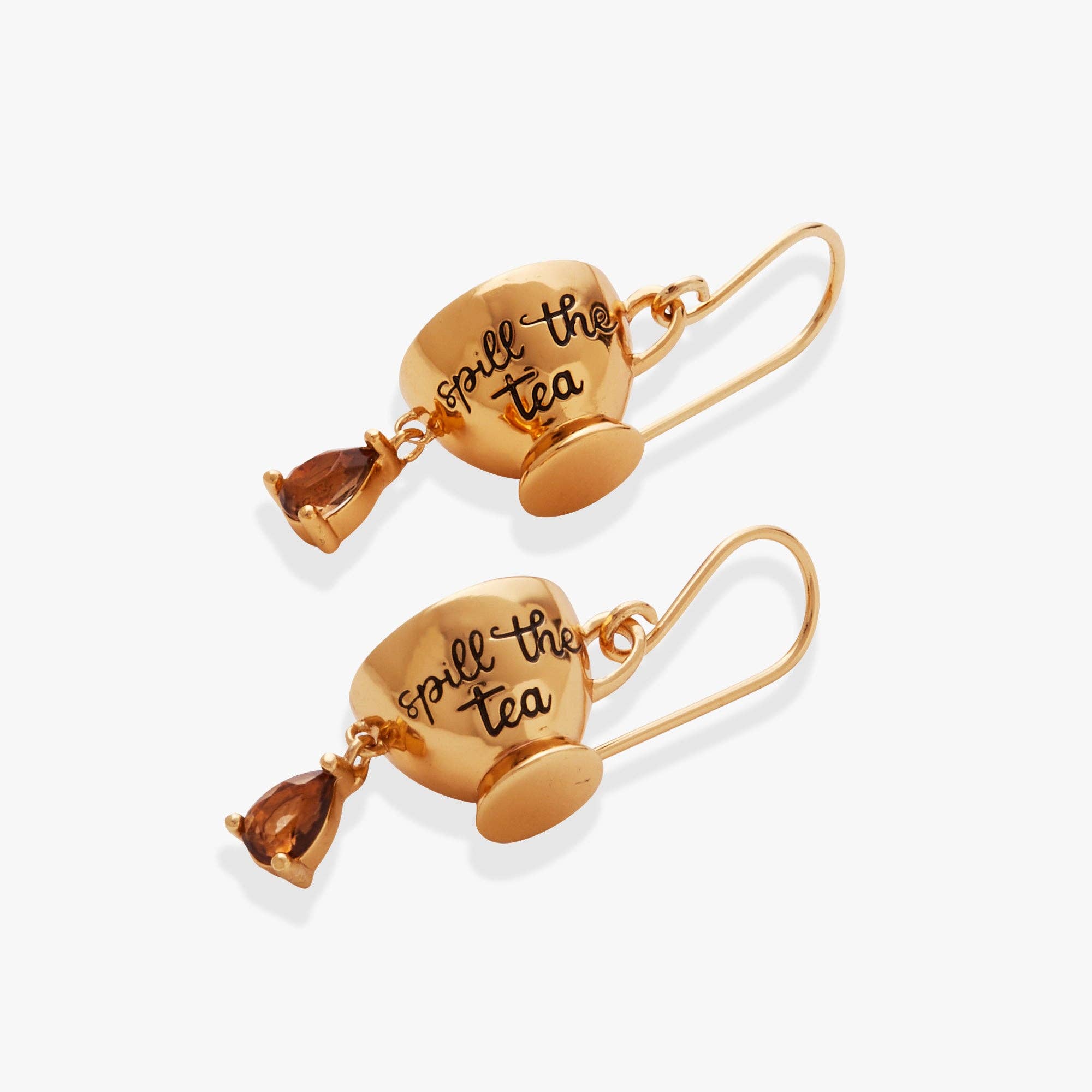 'Spill the Tea' Cup Drop Earrings: Gold