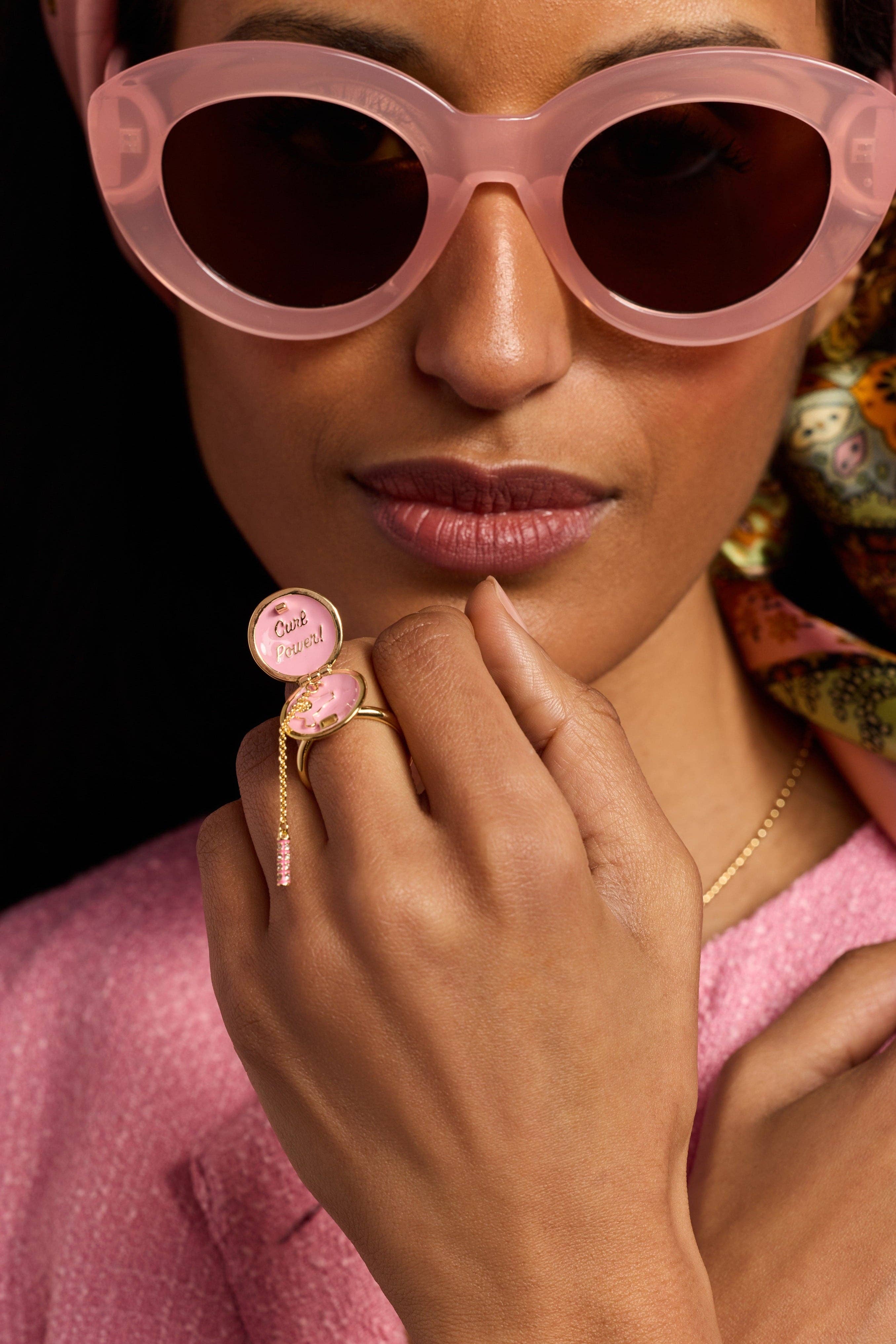 60s Hair Dryer & Curler Locket Ring: Gold