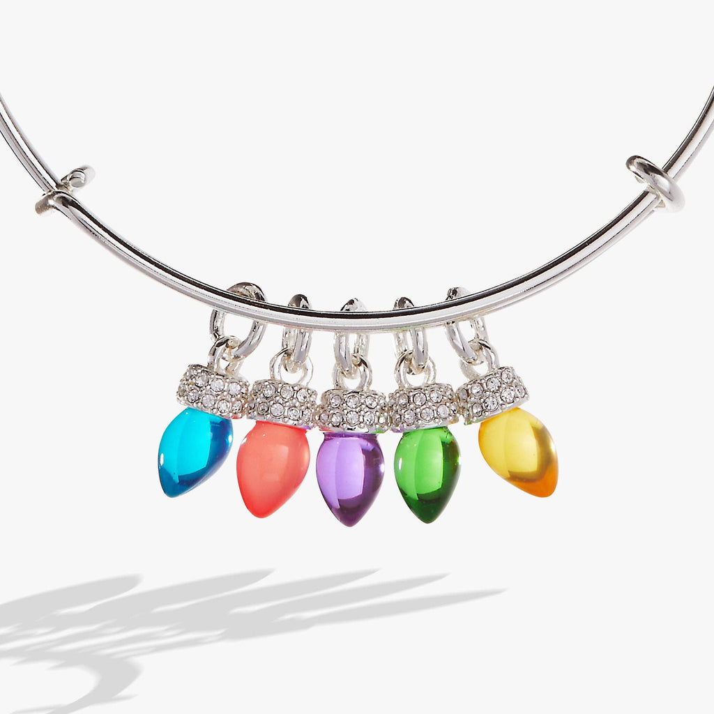 Christmas Light Bulb Charm Bangle: Gold
