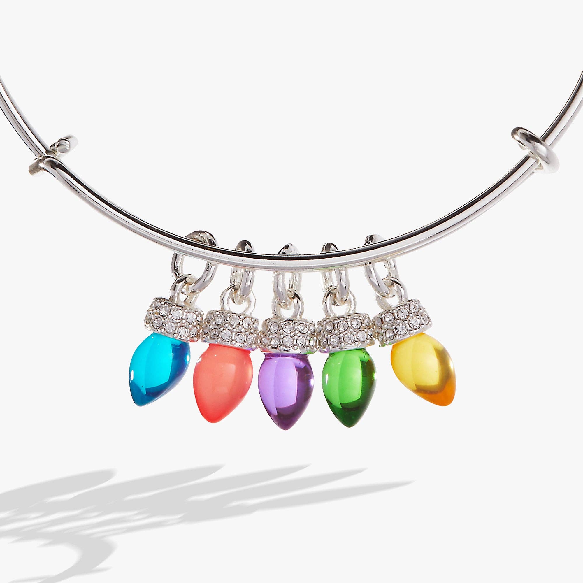 Christmas Light Bulb Charm Bangle: Gold