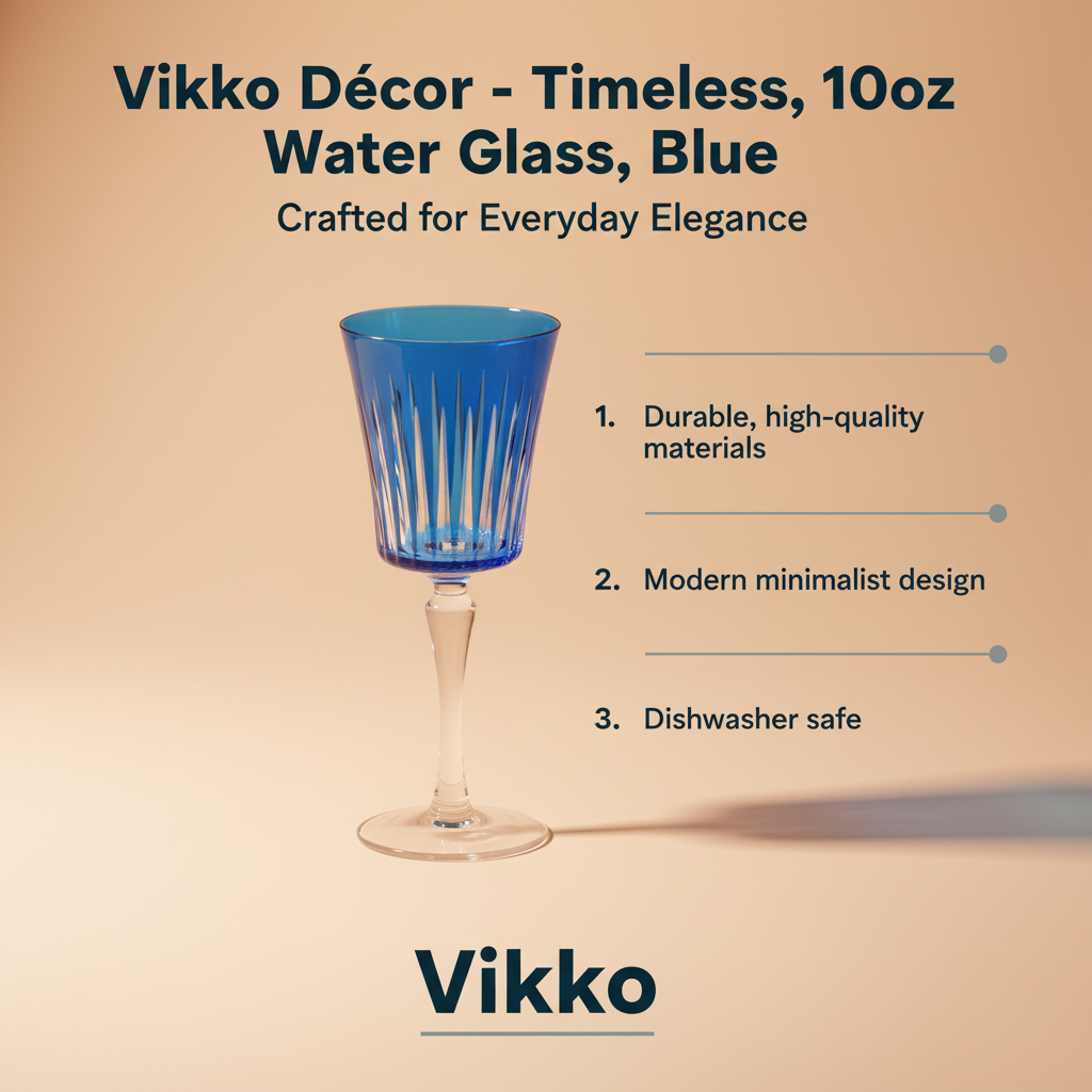 Vikko Décor - Timeless, 10oz Water Glass, Blue