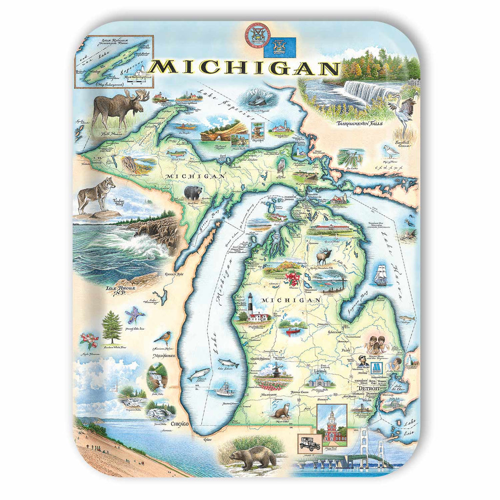 Michigan Map Wooden Serving Trays: Small