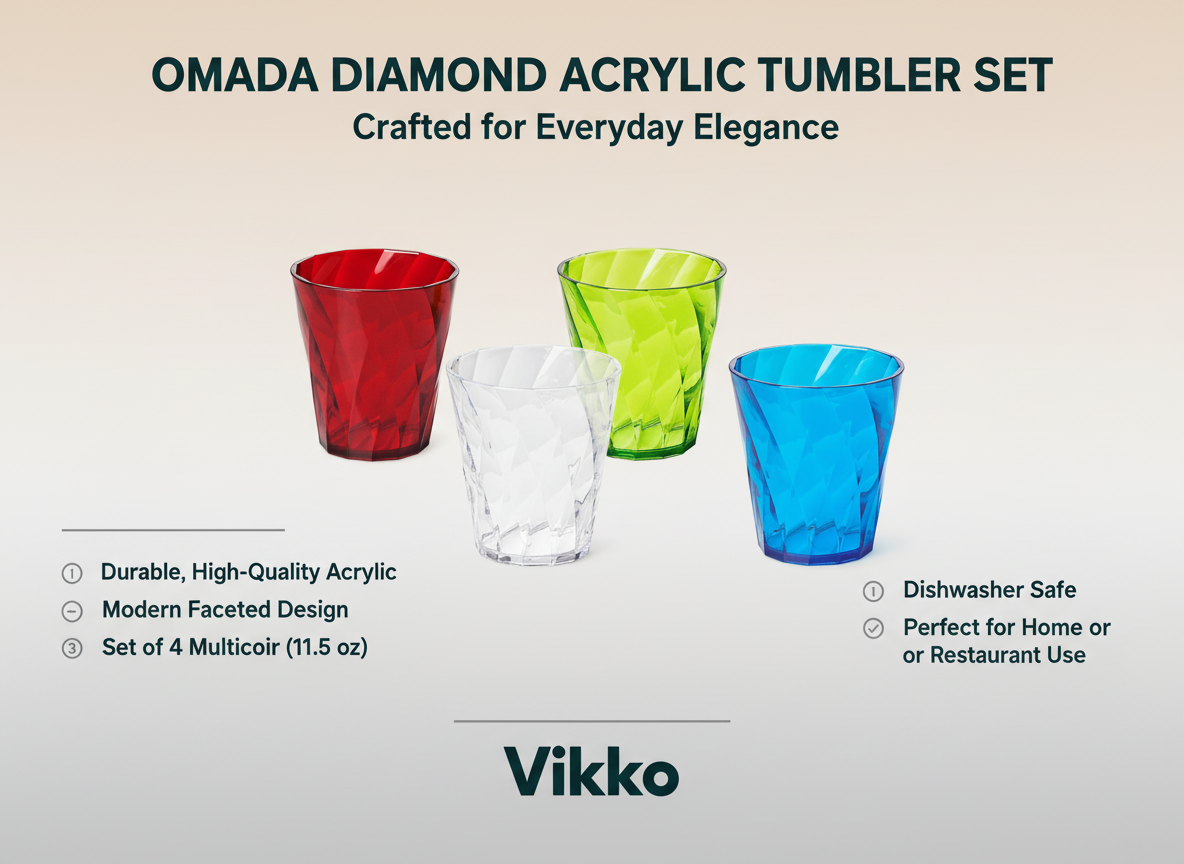 Omada Diamond Acrylic Tumbler Set of 4 Multicolor 11.5 Oz