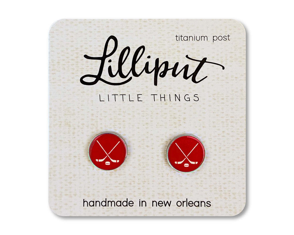 Ice Hockey Earrings - Custom Colors Available!: Black