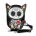 Floral Sugar Skull Cat Shoulder Crossbody Bag