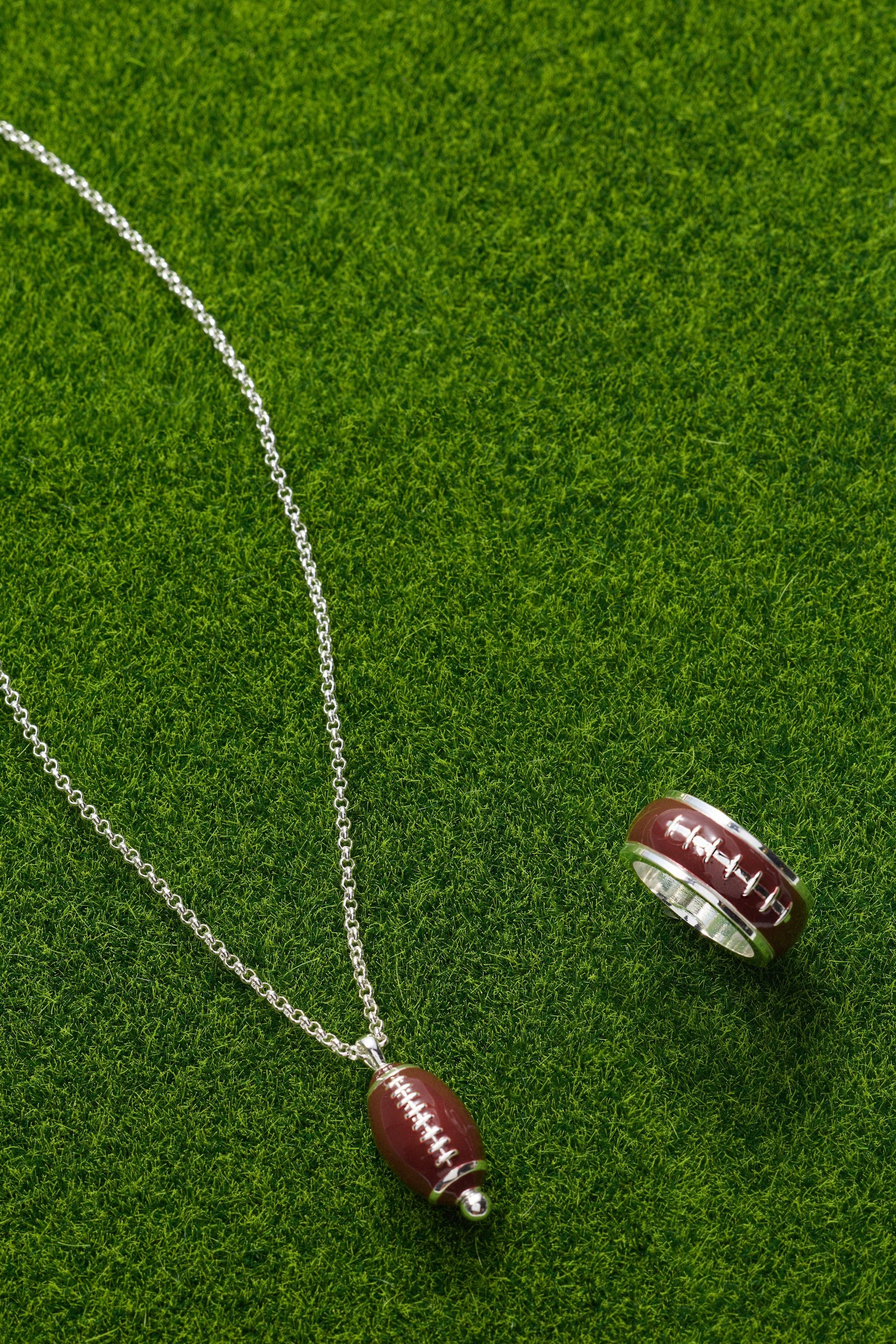 Football Spinner Pendant: Silver