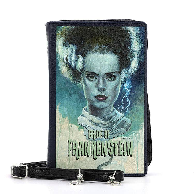 BRIDE OF FRANKENSTEIN BOOK CLUTCH BAG IN VINYL