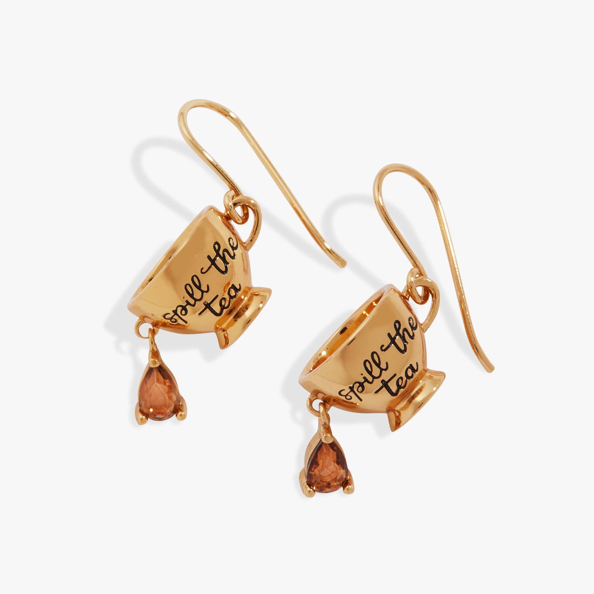 'Spill the Tea' Cup Drop Earrings: Gold