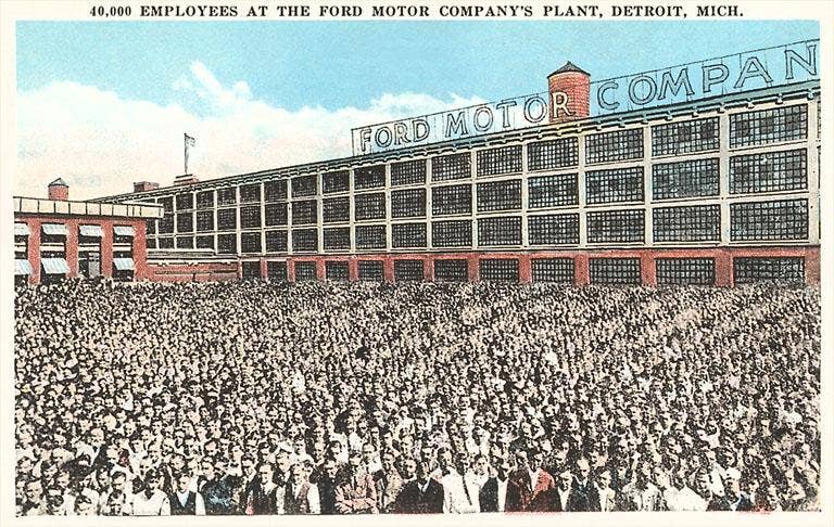 Art Print MI-403 40,000 Employees at Ford Factory, Detroit