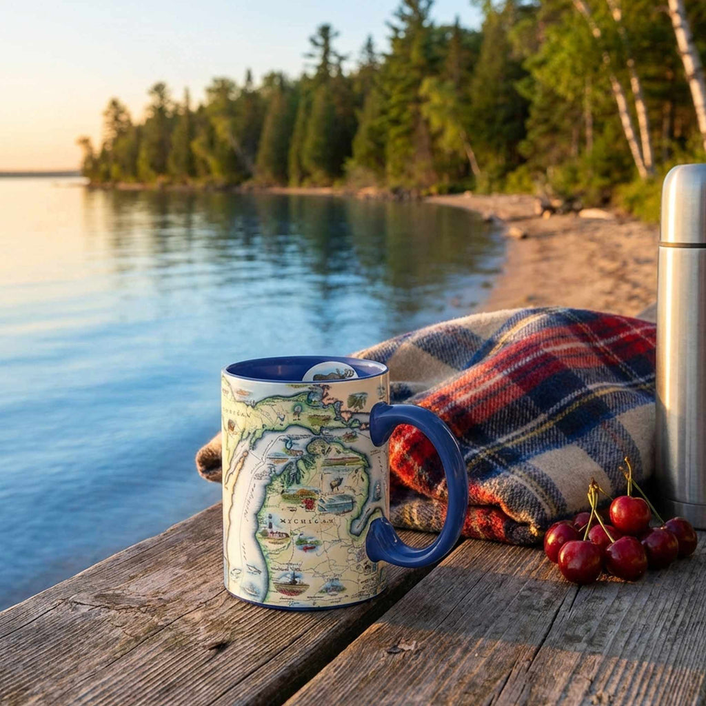 Michigan State Map Mug – 16 oz Ceramic (Blue)