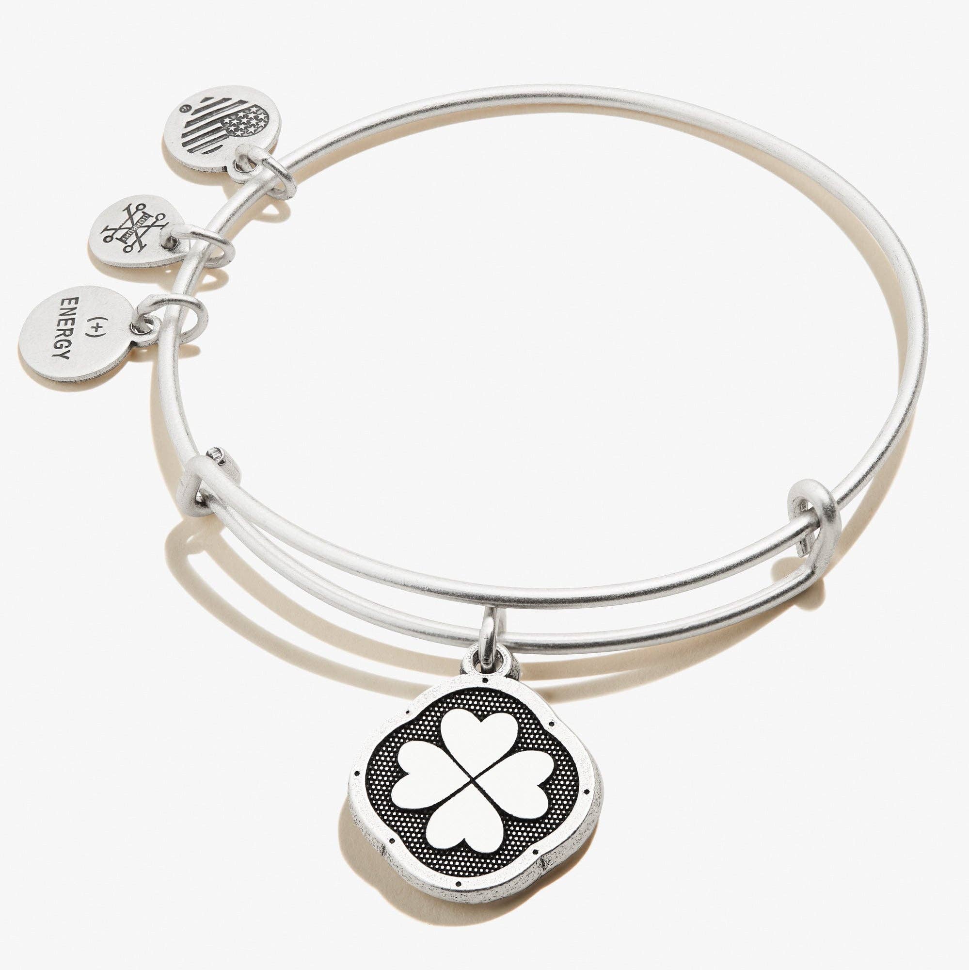 Four Leaf Clover Charm Bangle, 'Sweet Serendipity': Rafaelian Silver