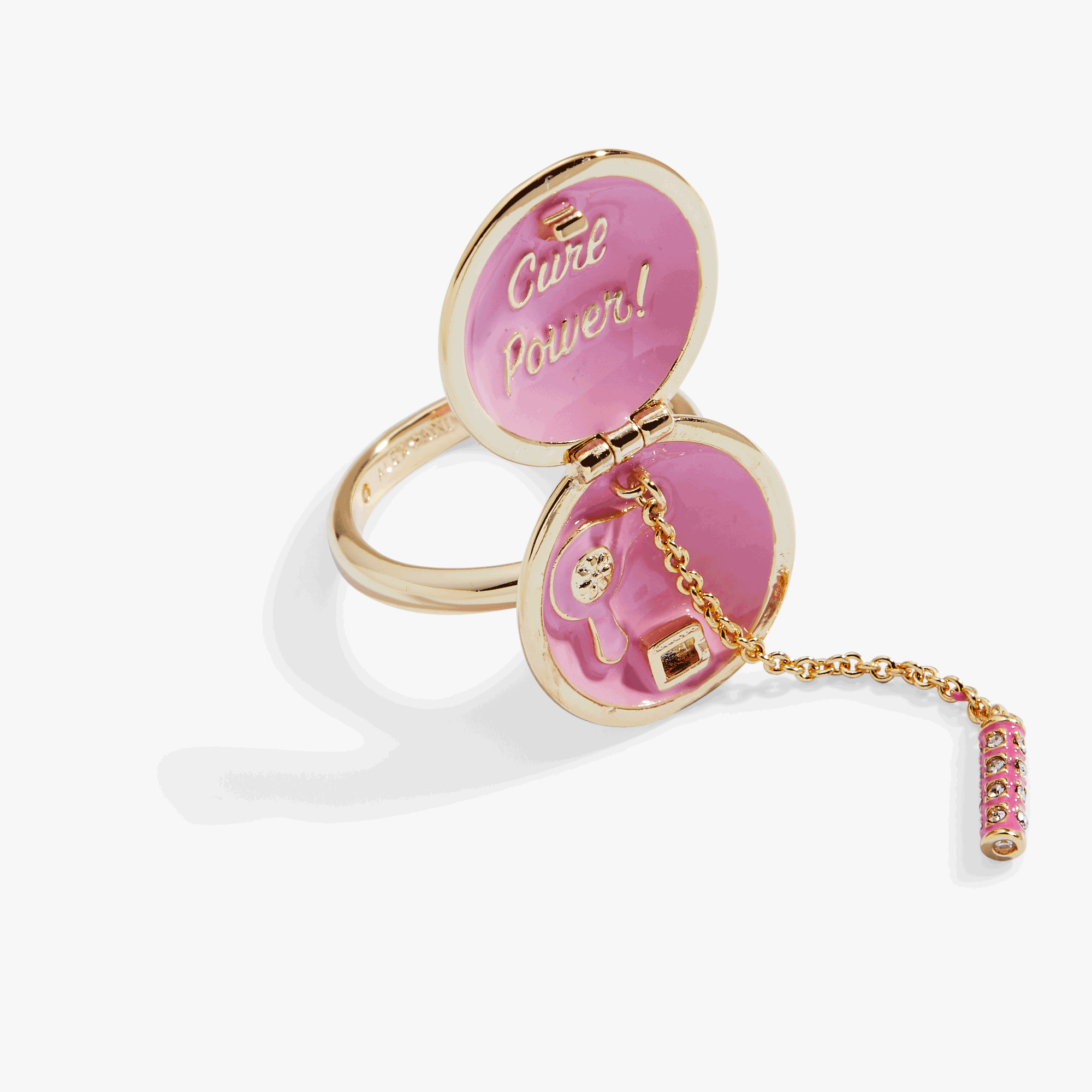 60s Hair Dryer & Curler Locket Ring: Gold