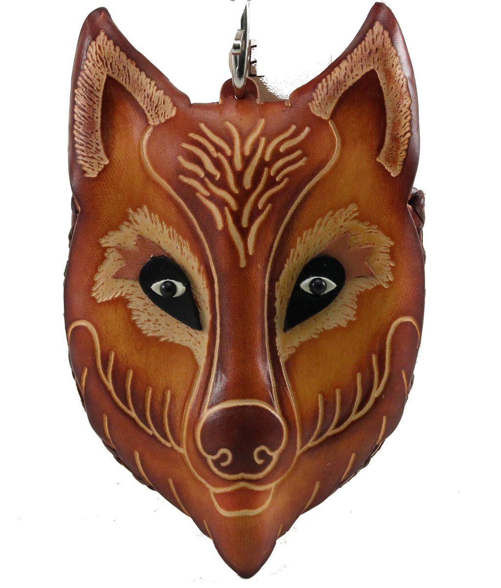 Cp3528 Handmade leather ?Wolf Coin Purse wristlet