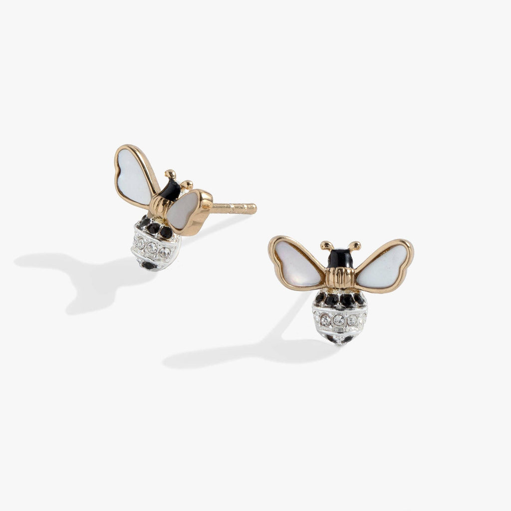 Bee Stud Earrings: Two Tone