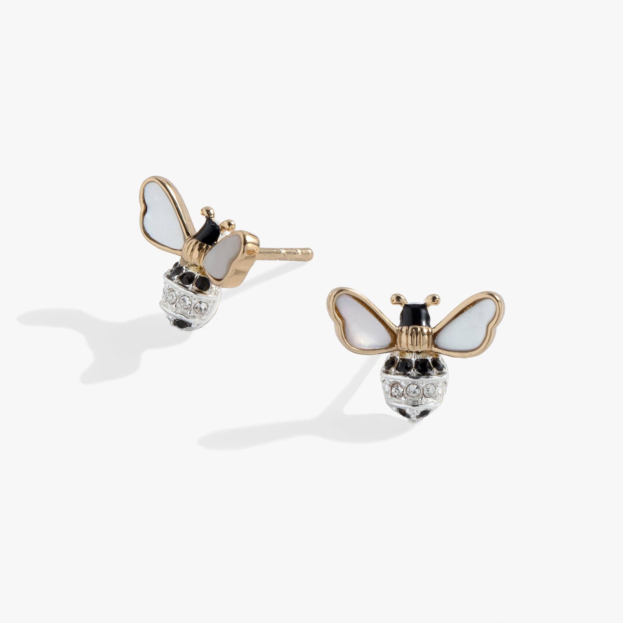 Bee Stud Earrings: Two Tone