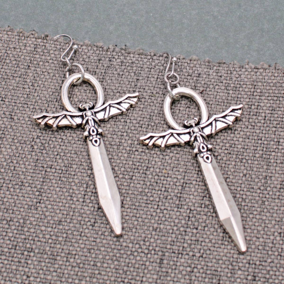Sacred Dagger Silver Sword Earrings