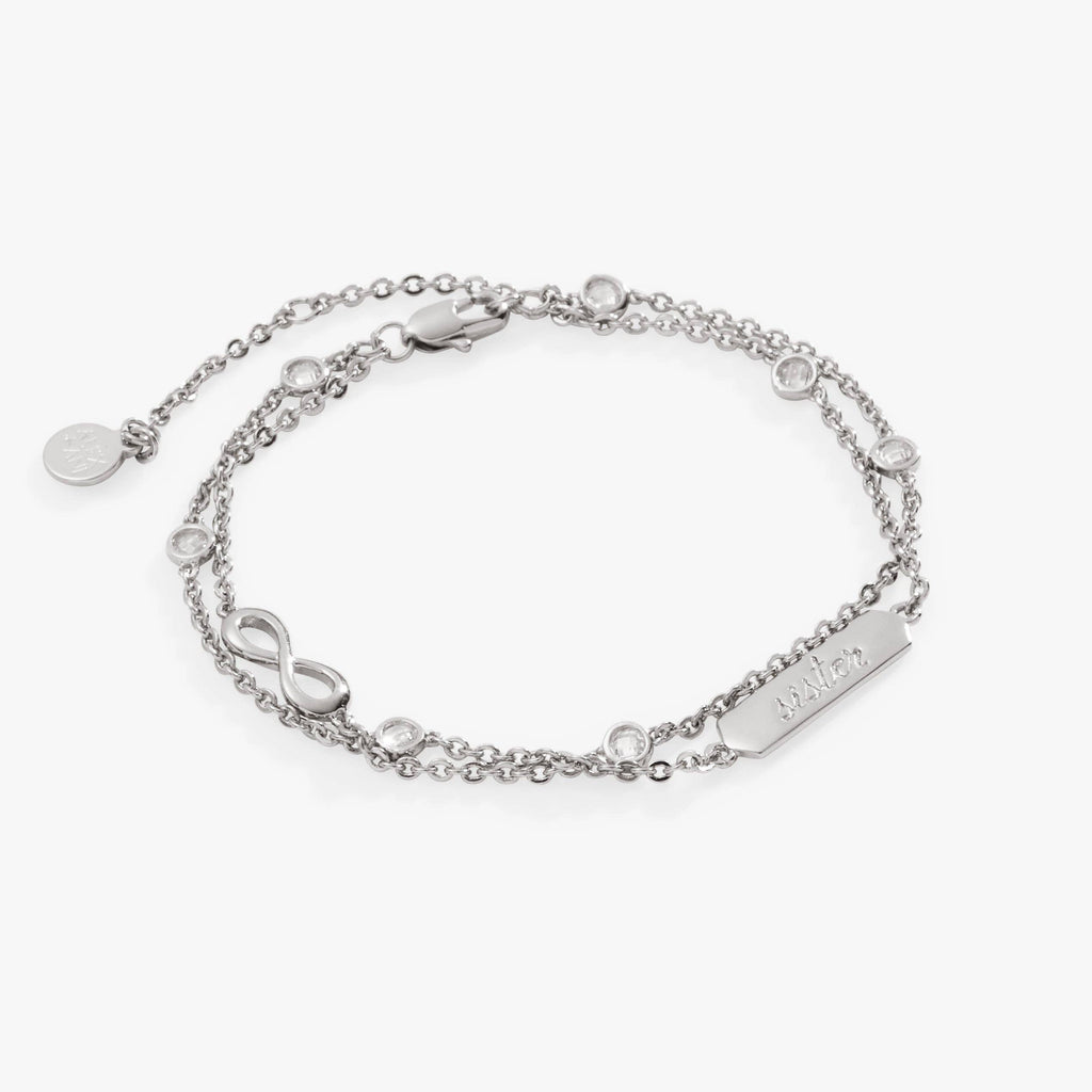 Sister Infinity Chain Double Strand Bracelet: Gold