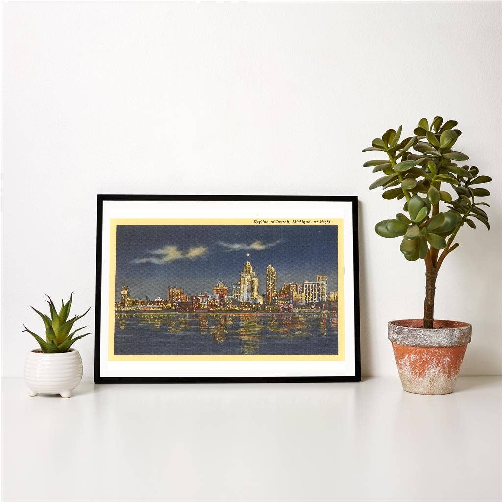 Art Print MI-435 Moon over Detroit