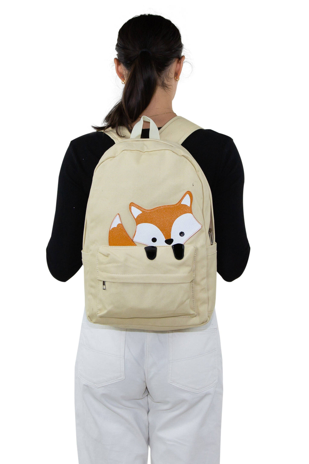 Peeking Baby Fox Canvas Backpack