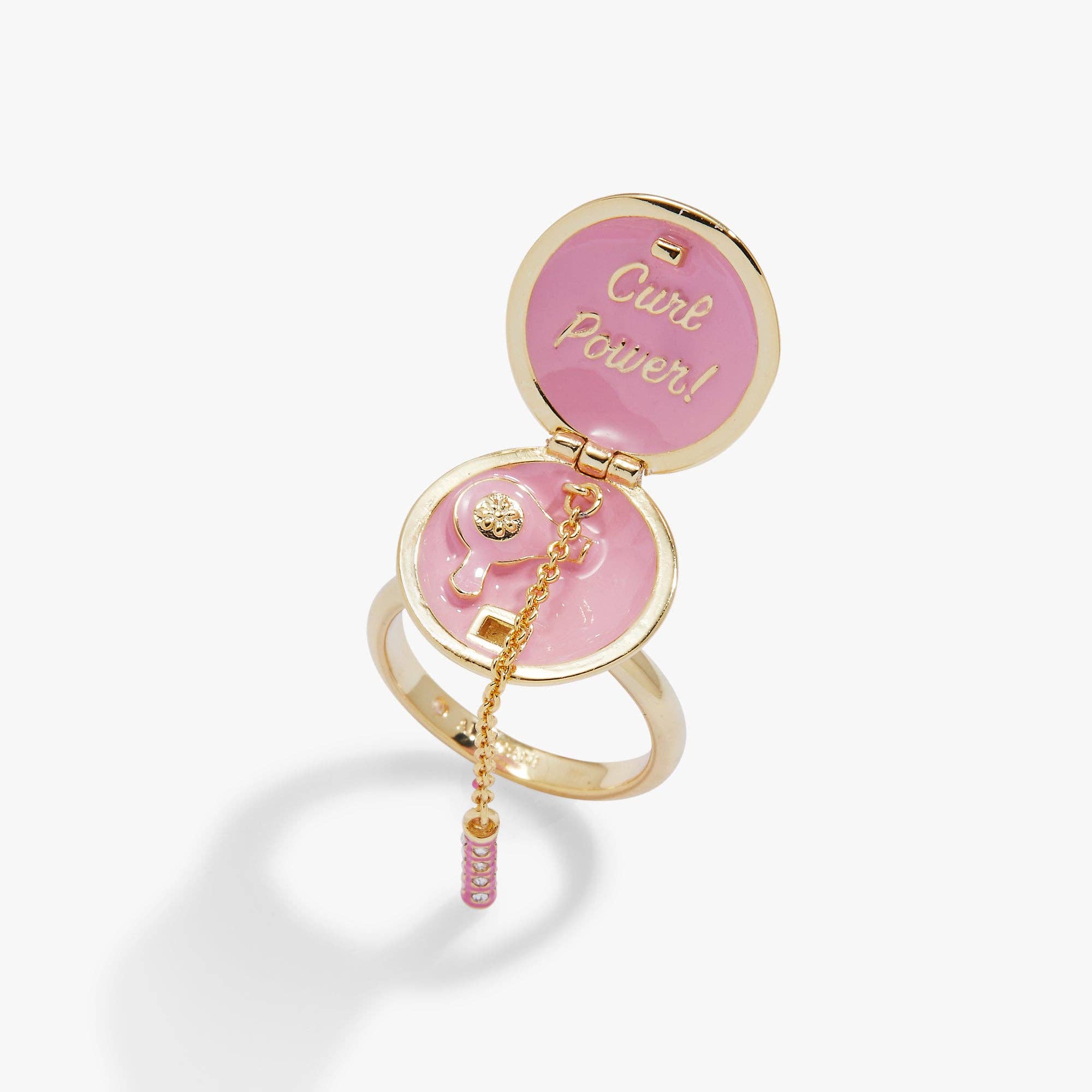 60s Hair Dryer & Curler Locket Ring: Gold