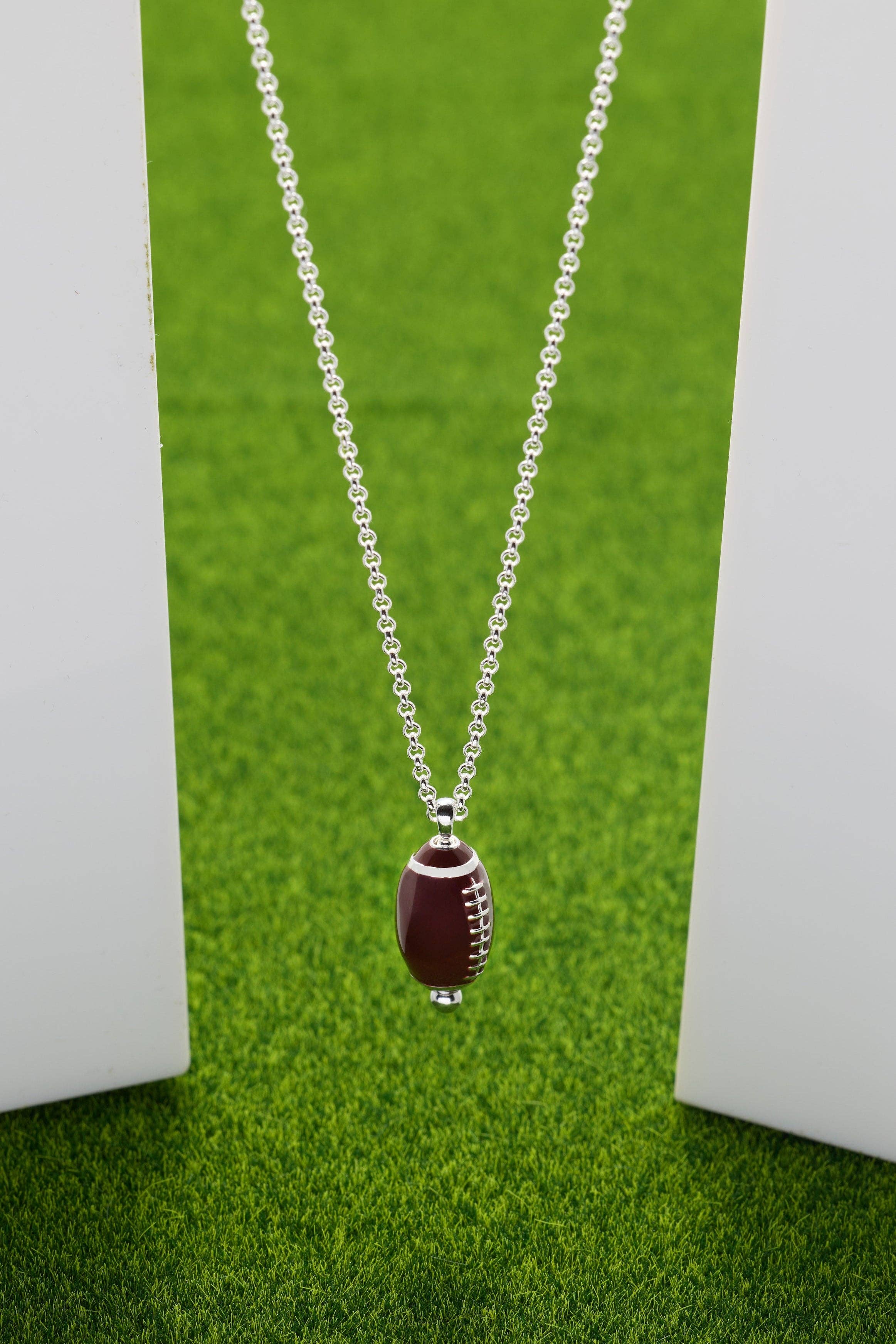 Football Spinner Pendant: Silver