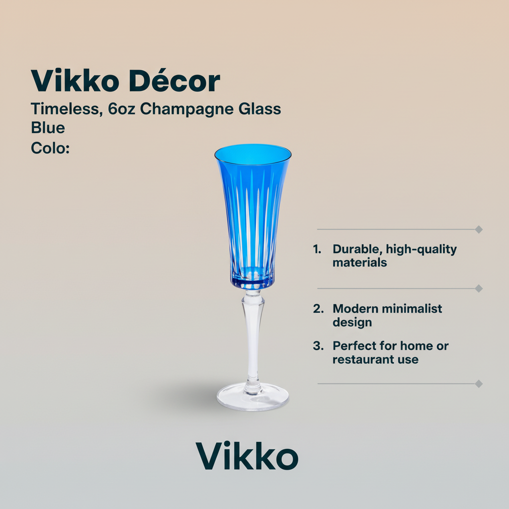 Vikko Décor - Timeless, 6oz Champagne Glass, Blue