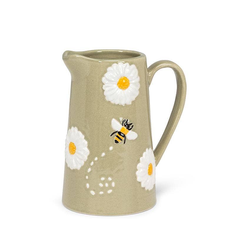 Jug with Daisies & Bee-5.5"H