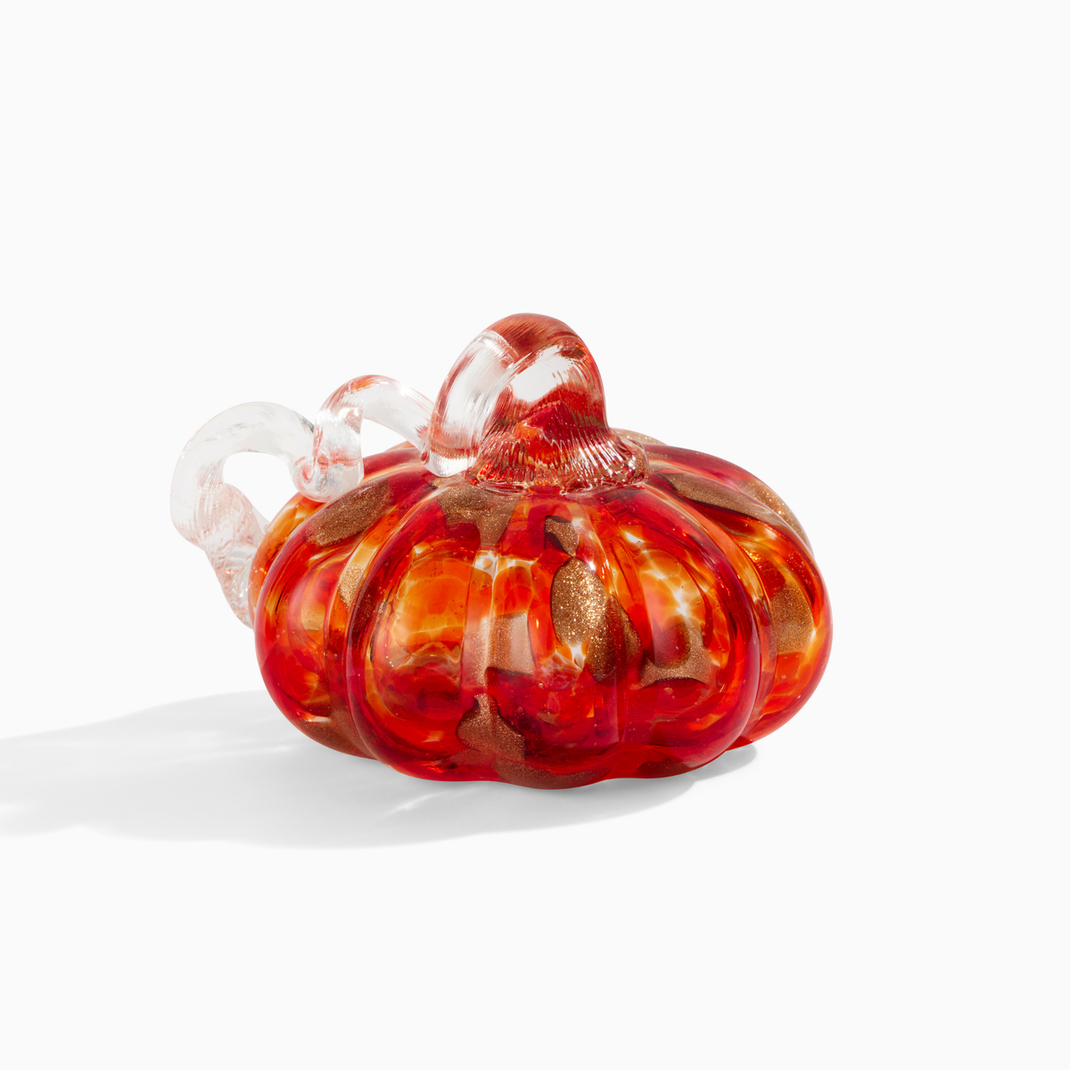 Dark Orange & Gold Glass Pumpkin - 4"
