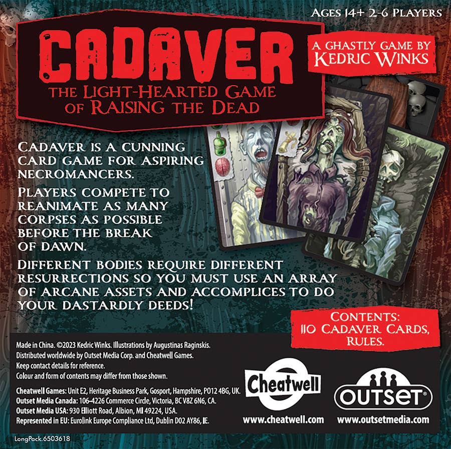 Cadaver: A Light Hearted Game of Raising the Dead