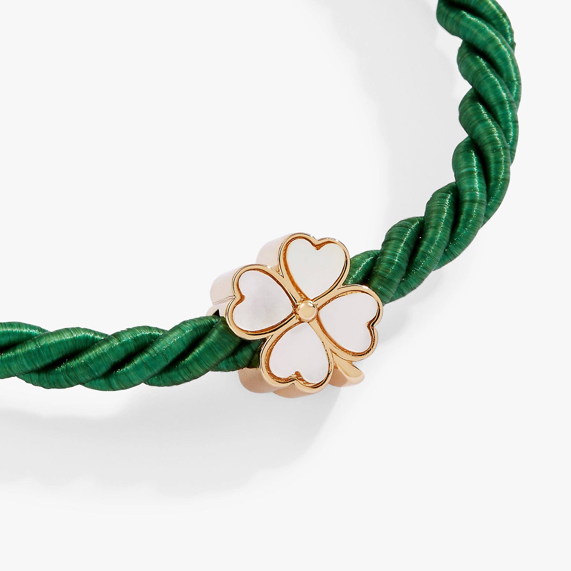 Four Leaf Clover Cord Bracelet: Gold