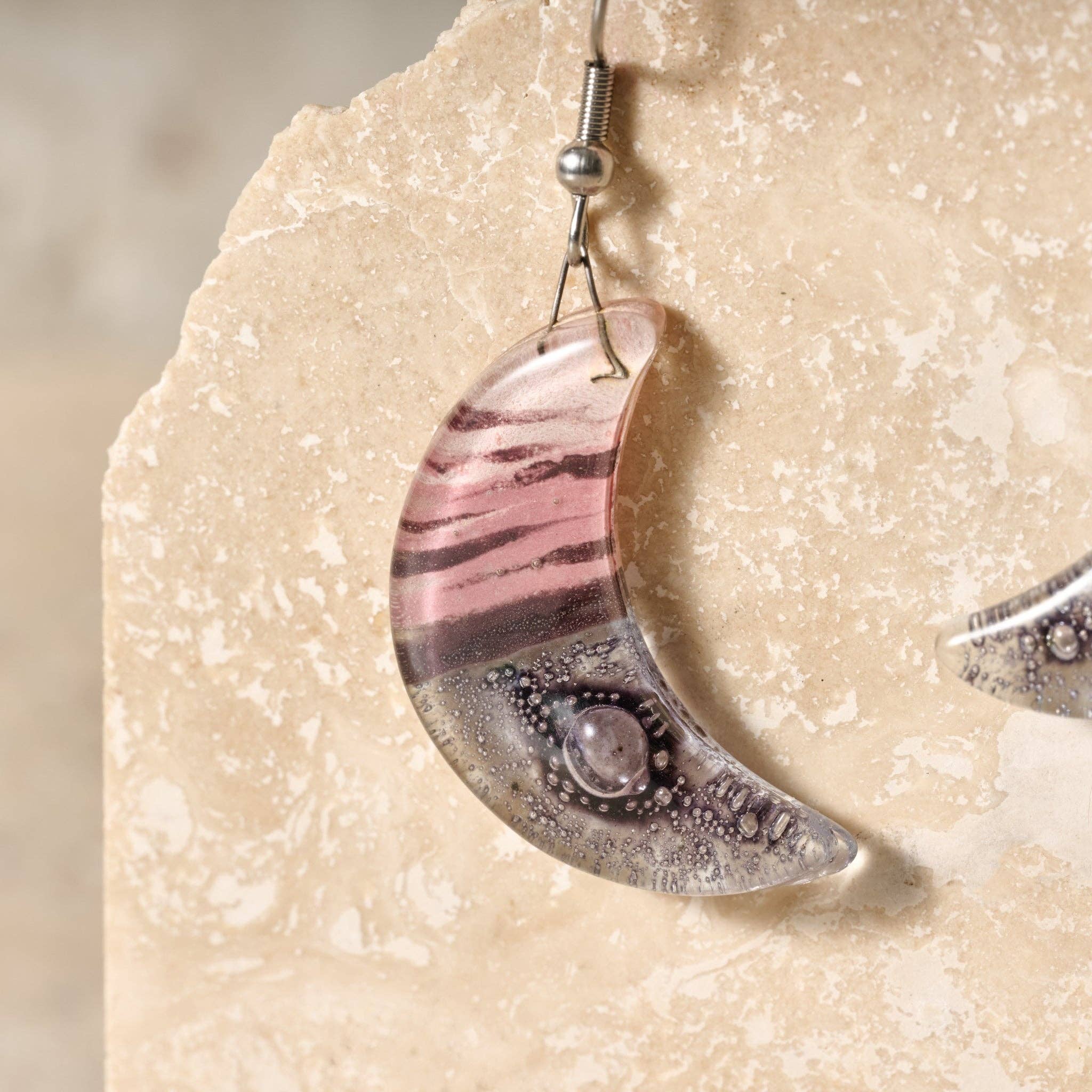 Marbled Moon Drop Earrings