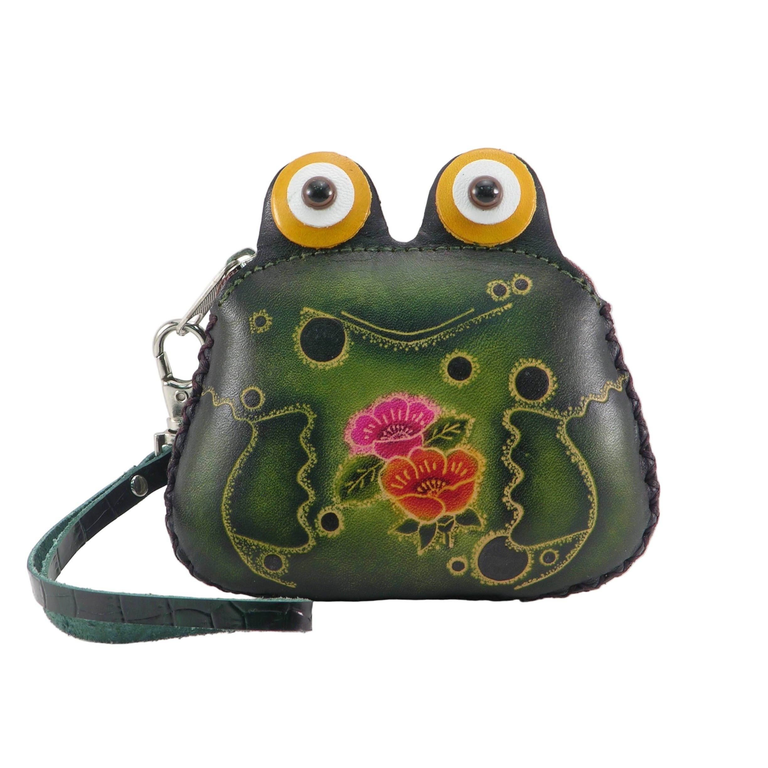 Frog Wristlet - E394 leather  coin purse wallet