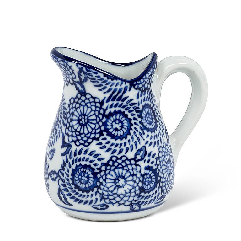 Blu/Wht Handled Jug-6Asst-3.5"H(4oz-1484